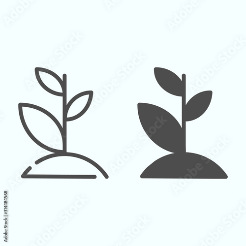 Plant sprout line and glyph icon. Growth stem vector illustration isolated on white. Young plant outline style design, designed for web and app. Eps 10.