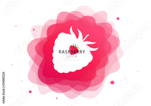 Raspberry sweet fruit fresh juice. Liquid abstract graphic of flat shape. Splash juicy fluid. Modern layout template, EPS10 illustration