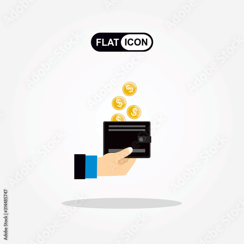 Wallet icon cash back, finance mobile app icon design template