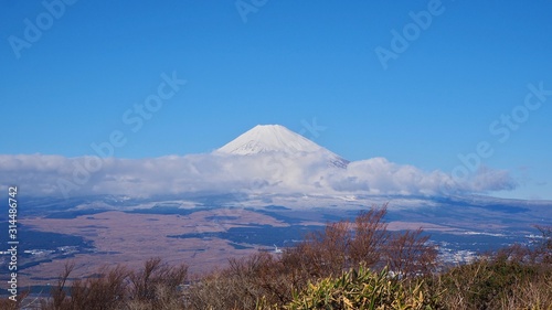 杓子峠からの富士山の景色