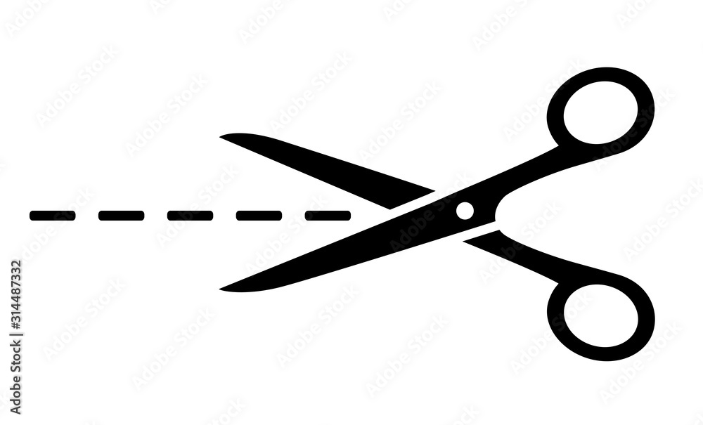 business scissors icon silhouette with cut line business scissors icon silhouette with cut line