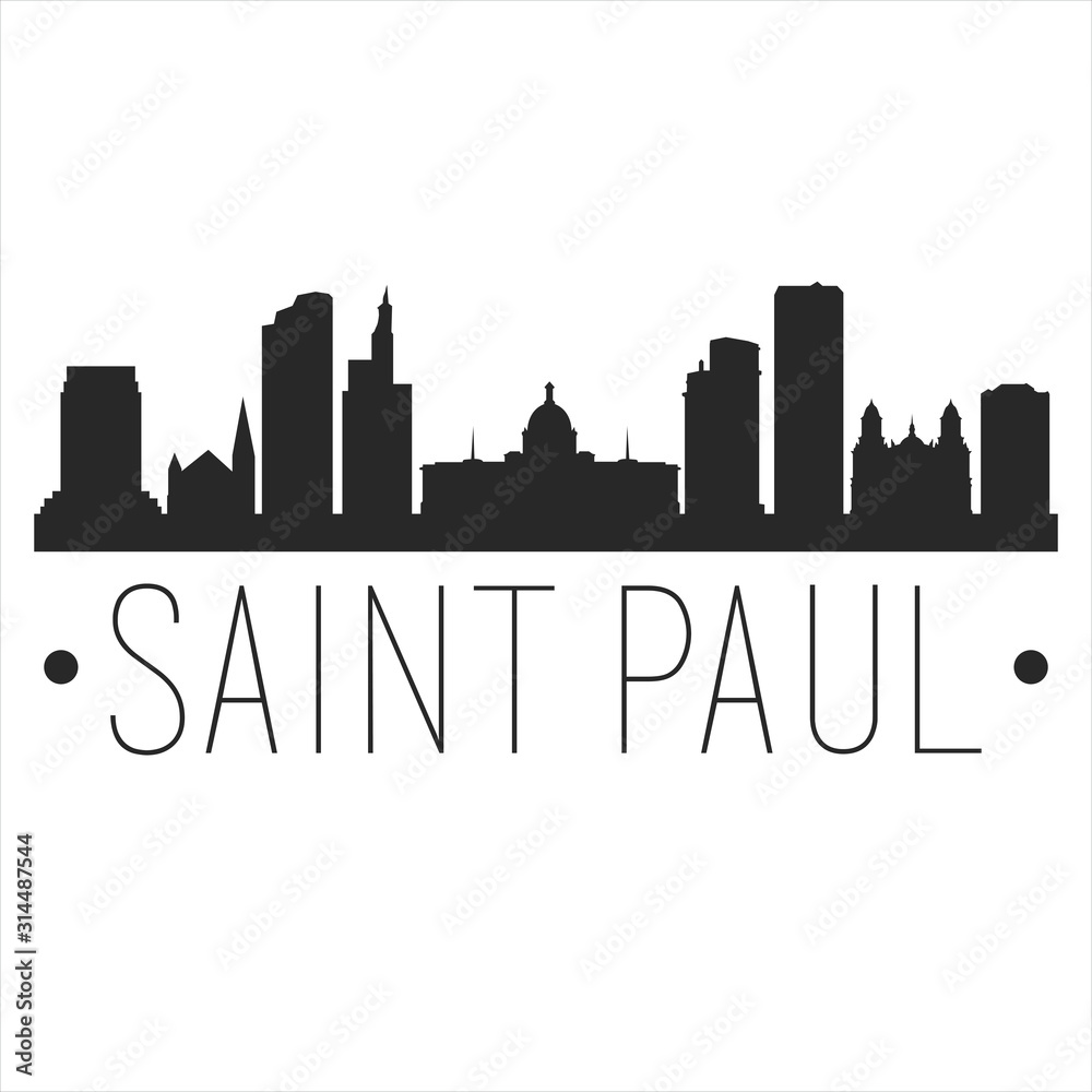 Saint Paul Minnesota. City Skyline. Silhouette City. Design Vector. Famous Monuments.