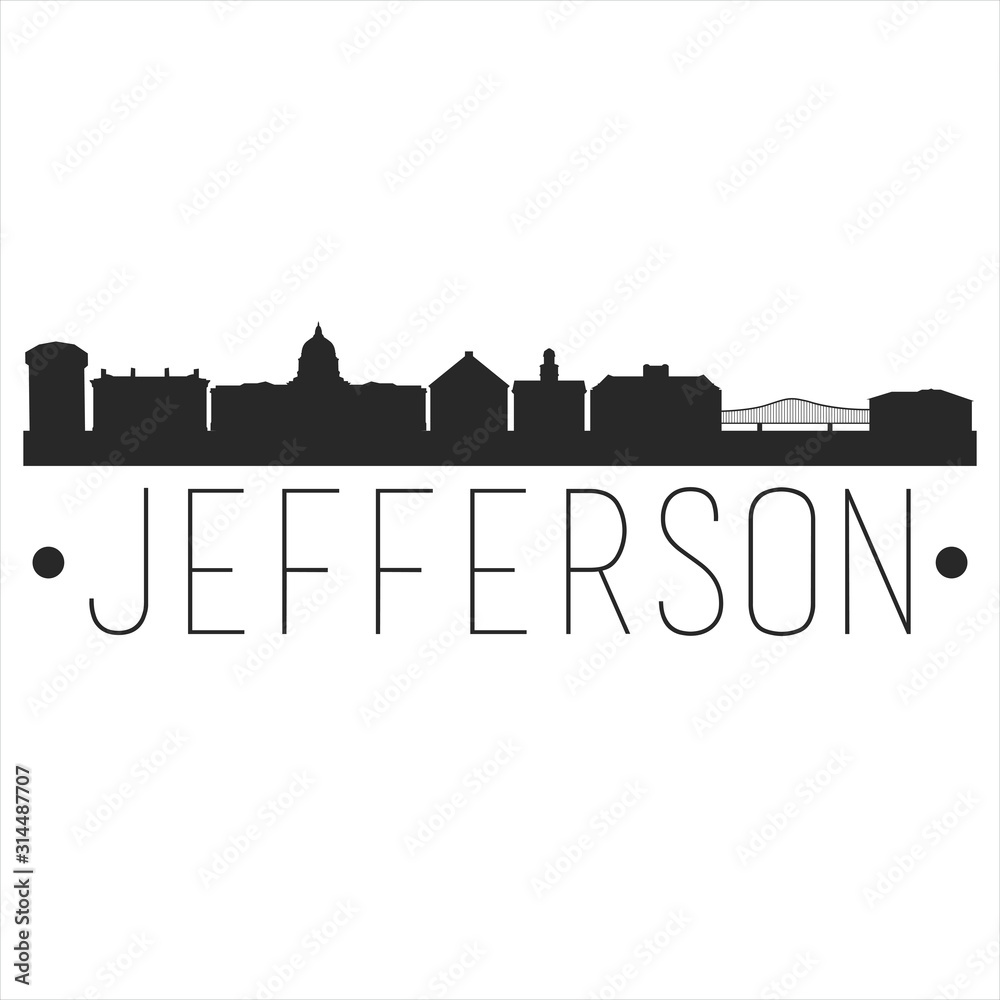 Jefferson City Missouri. City Skyline. Silhouette City. Design Vector. Famous Monuments.