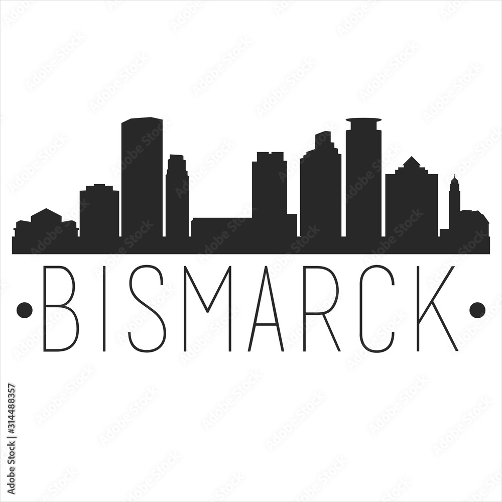 Bismarck North Dakota. City Skyline. Silhouette City. Design Vector. Famous Monuments.