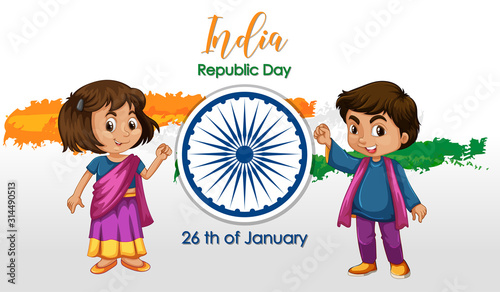 India republic day poster design with happy kids