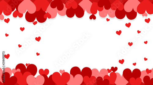 Valentine theme with red hearts in background