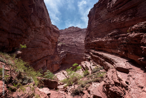 Rock formations in Salta Argentina called Devil's Throat formed by waterfalls that slowly eroded the rocks