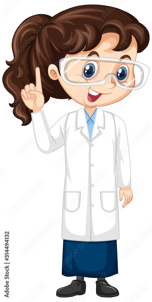 Fototapeta premium Girl in science gown on isolated background