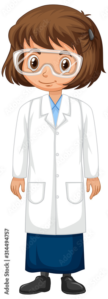 Girl in science gown on isolated background Girl in science gown on isolated background