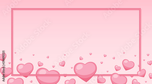 Valentine theme with pink hearts around the frame © blueringmedia