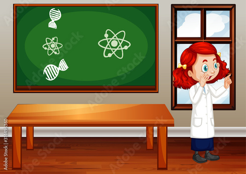 Classroom scene with science student inside
