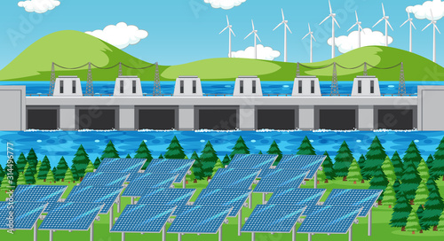 Scene with clean energy in the field