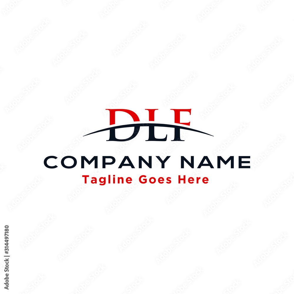 Initial letter DLF, overlapping movement swoosh horizon logo company design inspiration in red and dark blue color vector