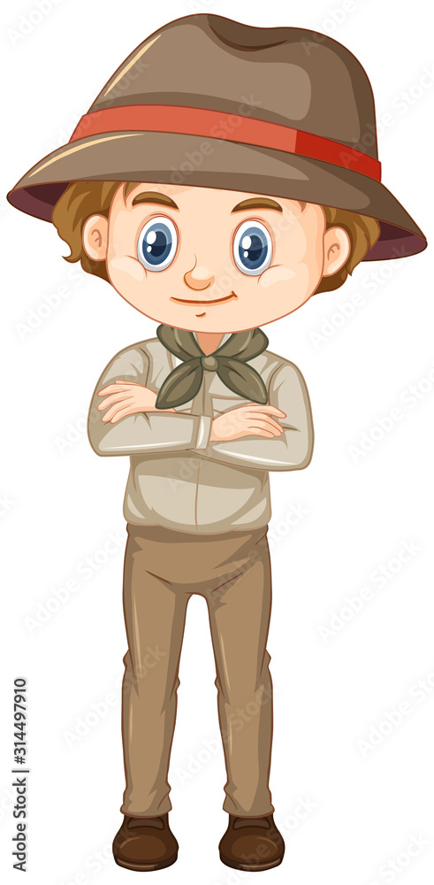 Boy in safari costume on white background Boy in safari costume on white background