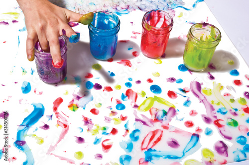 Edible paint from kids kitchen science book.