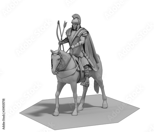  rider  warrior on horseback  3D rendering  3D illustration