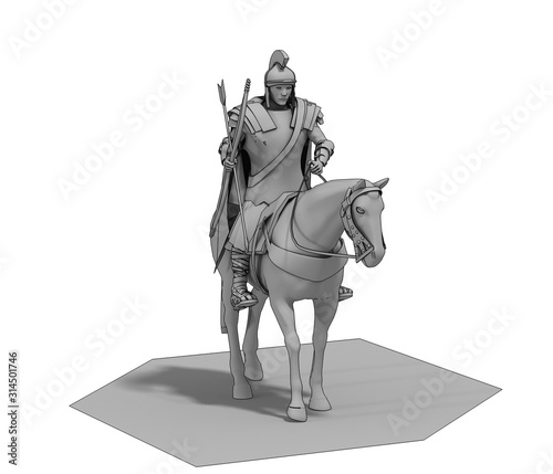  rider, warrior on horseback, 3D rendering, 3D illustration © vadim_fl