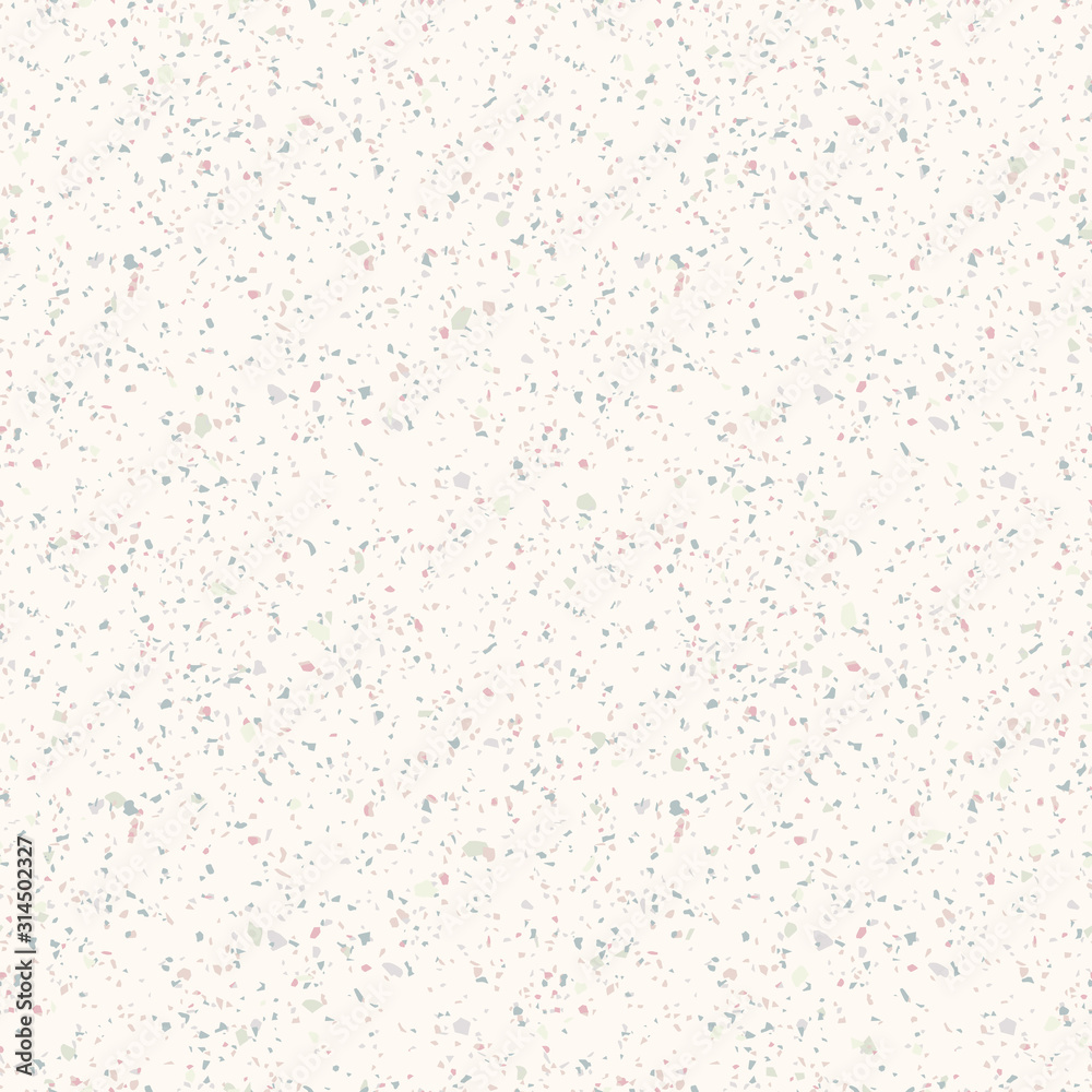 Terrazzo marble seamless pattern. Vector texture of mosaic floor with natural stones, granite, marble, quartz, limestone, concrete. Polished rock flooring surface. White background with colored chips Terrazzo marble seamless pattern. Vector texture of mosaic floor with natural stones, granite, marble, quartz, limestone, concrete. Polished rock flooring surface. White background with colored chips