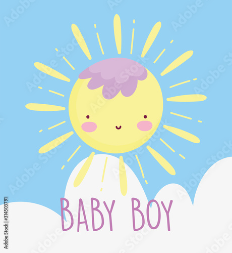 boy or girl, gender reveal funny sun cartoon cloud card