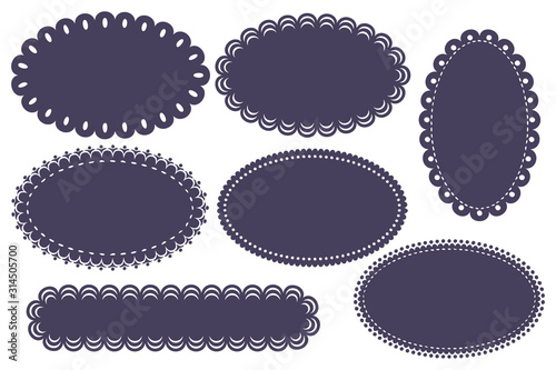 vector oval label ornate set