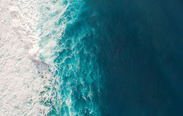 Aerial view to waves in ocean Splashing Waves.