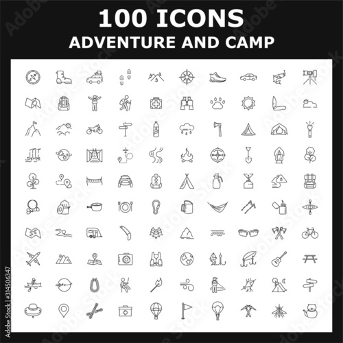 Set of travel  adventure vector icons. 