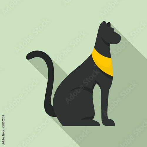 Black egypt cat icon. Flat illustration of black egypt cat vector icon for web design