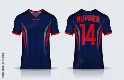 t-shirt sport design template, Soccer jersey mockup for football club. uniform front and back view.