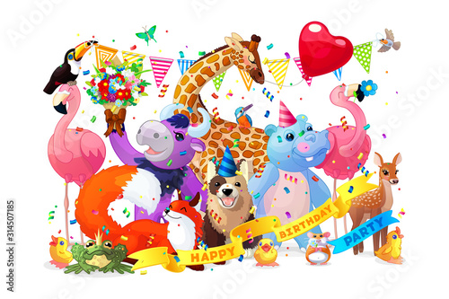 vector birthday animal clipart