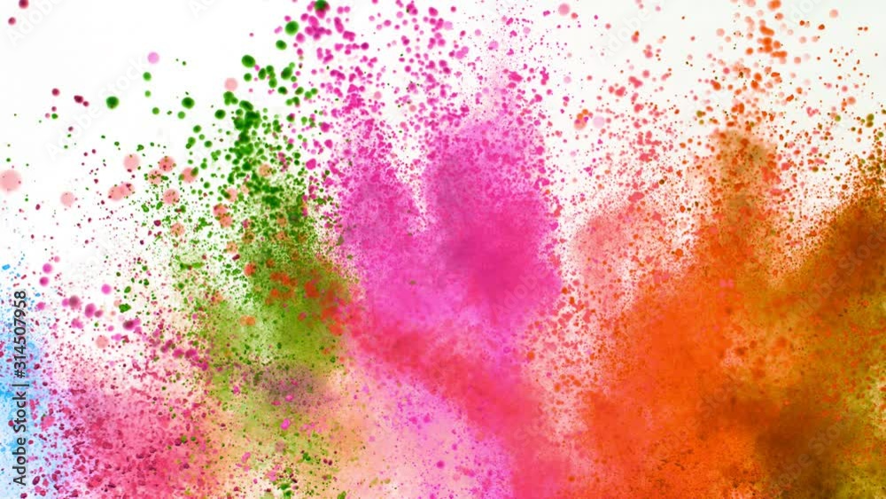 Super slow motion of coloured powder explosion on white background. Filmed on high speed cinema camera, 1000fps. Super slow motion of coloured powder explosion on white background. Filmed on high speed cinema camera, 1000fps.