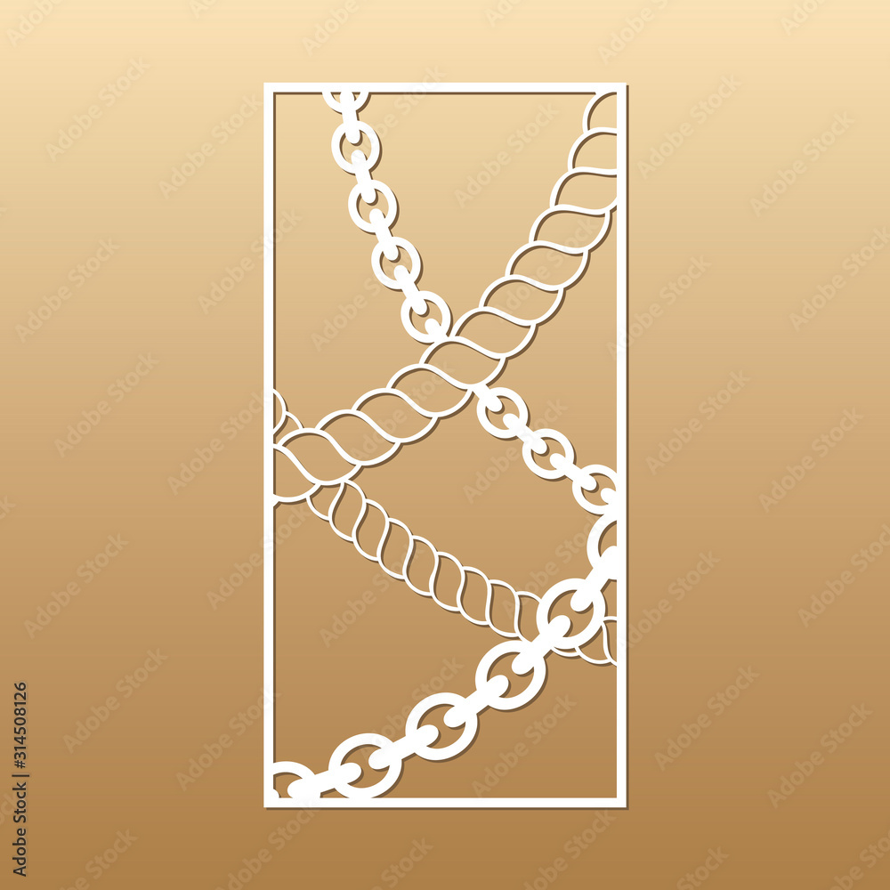 Laser cut vector panel (ratio 21). Cutout silhouette with ropes and