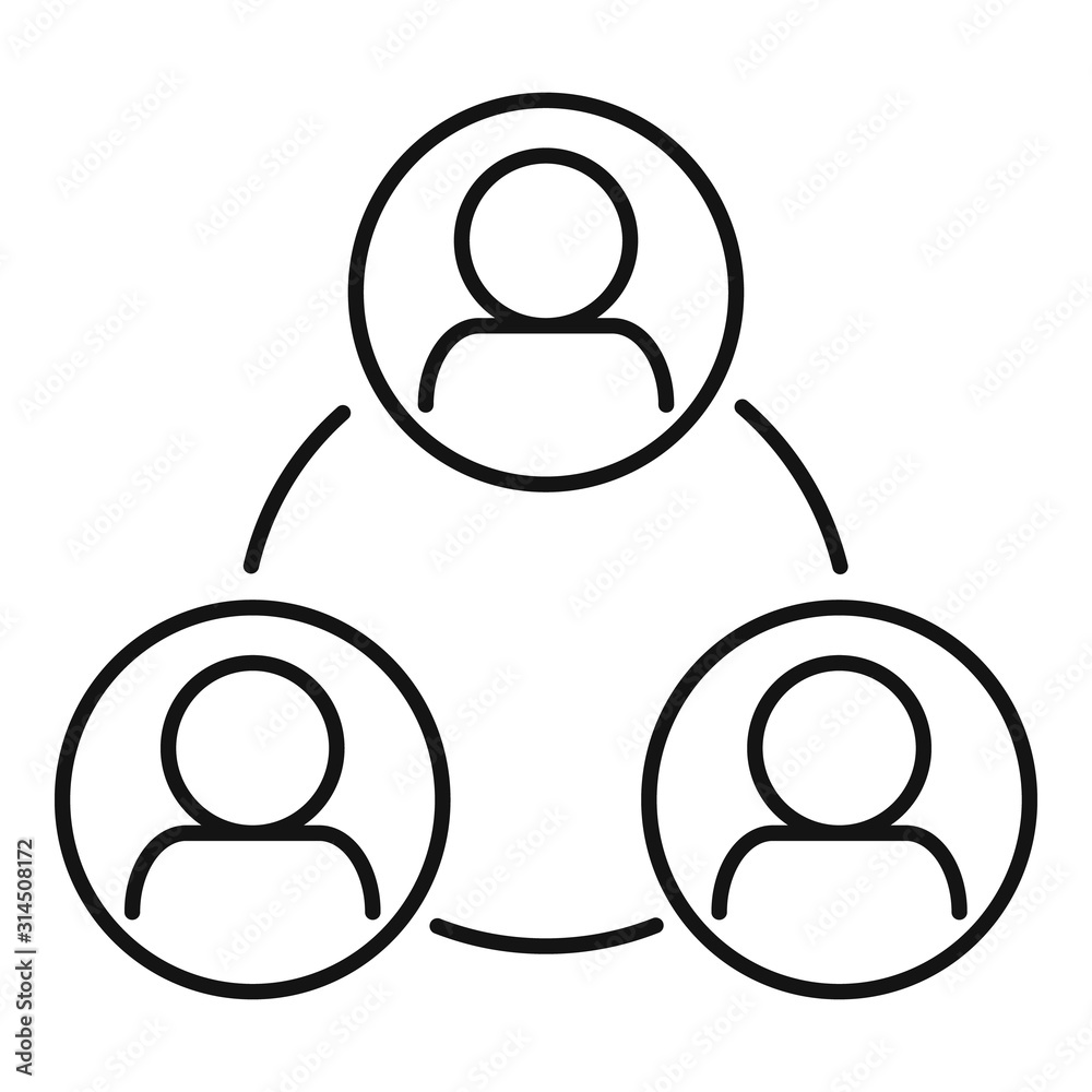 Staff cooperation icon. Outline staff cooperation vector icon for web design isolated on white background