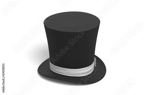 3d rendering cylinder hat on white background