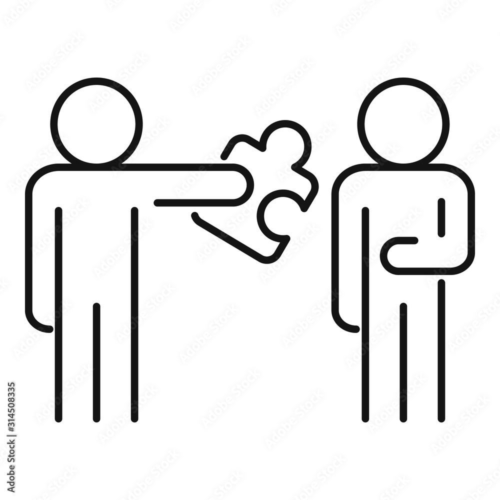 Get puzzle cooperation icon. Outline get puzzle cooperation vector icon for web design isolated on white background Get puzzle cooperation icon. Outline get puzzle cooperation vector icon for web design isolated on white background
