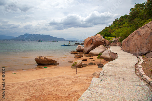 Pearl Beach at Nha Trang, with boulders