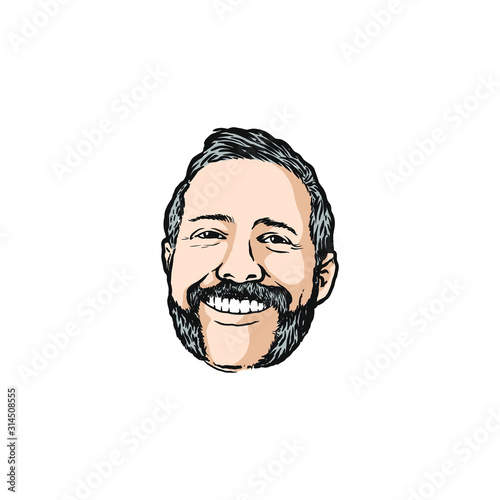 Happy male face  beard man vector 