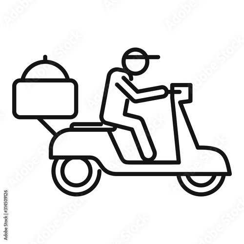 Bike food delivery icon. Outline bike food delivery vector icon for web design isolated on white background