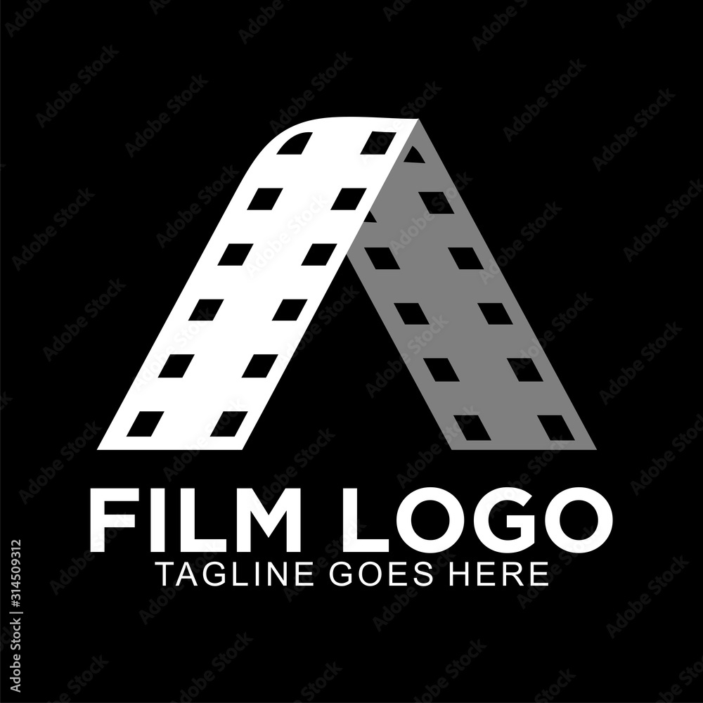 Movie film work cinematography logo design Vector Image