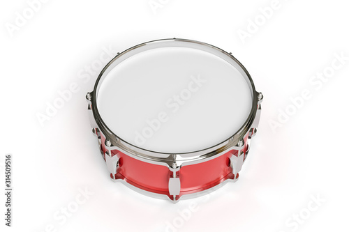 Drum on background. Music instrument. 3D rendering.