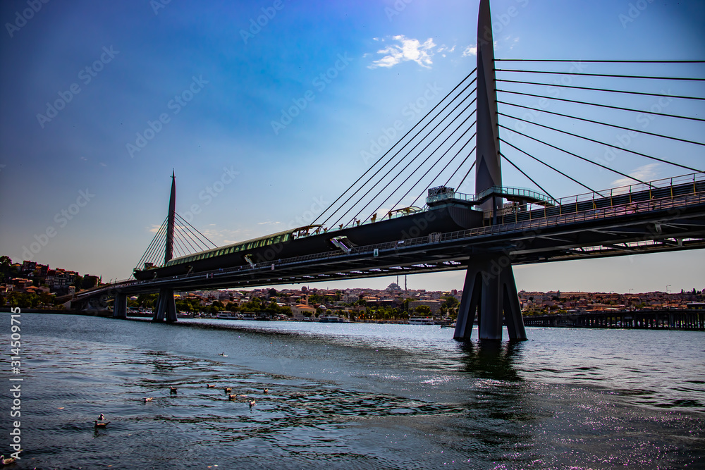 Fototapeta premium View of Golden Horn Metro Bridge in Istanbul