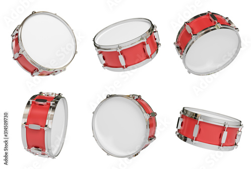 Drum on background. Music instrument. 3D rendering.