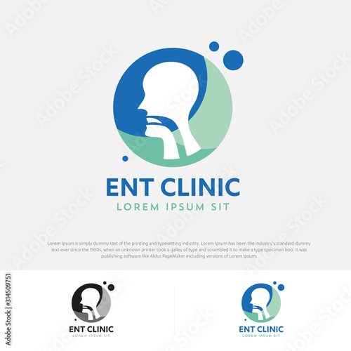ENT logo Head for ear, nose, throat doctor. logo Line vector icon. Editable stroke. illustration Flat linear