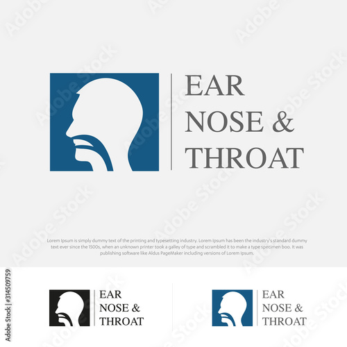 ENT logo Head for ear, nose, throat doctor. logo Line vector icon. Editable stroke. illustration Flat linear