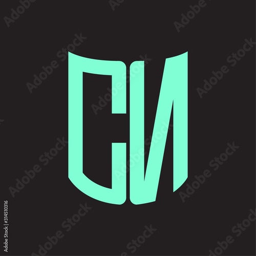 CN Logo monogram with ribbon style design template