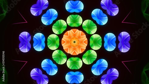 Kaleidoscope Mandala Art Design Abstract Background Loop