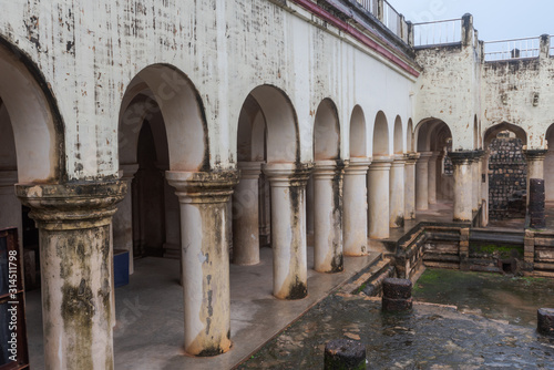 Thanjavur Maratha Palace in Tanjore, Tamil Nadu, South India on rainy day