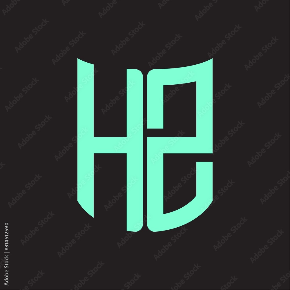 HZ Logo monogram with ribbon style design template