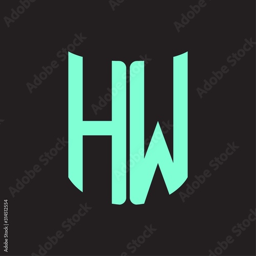 HW Logo monogram with ribbon style design template