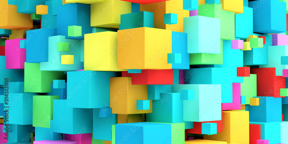 Colored Cubes Colorful Background - obrazy, fototapety, plakaty 