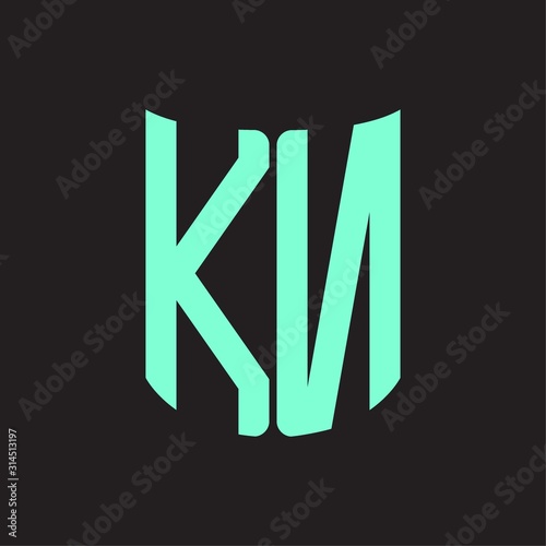 KN Logo monogram with ribbon style design template